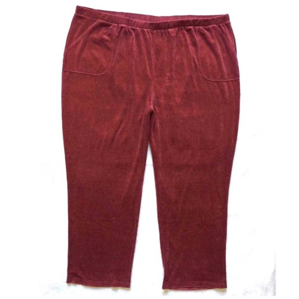 Red Velour Pull On Pants Plus Size 4X Liz & Me
